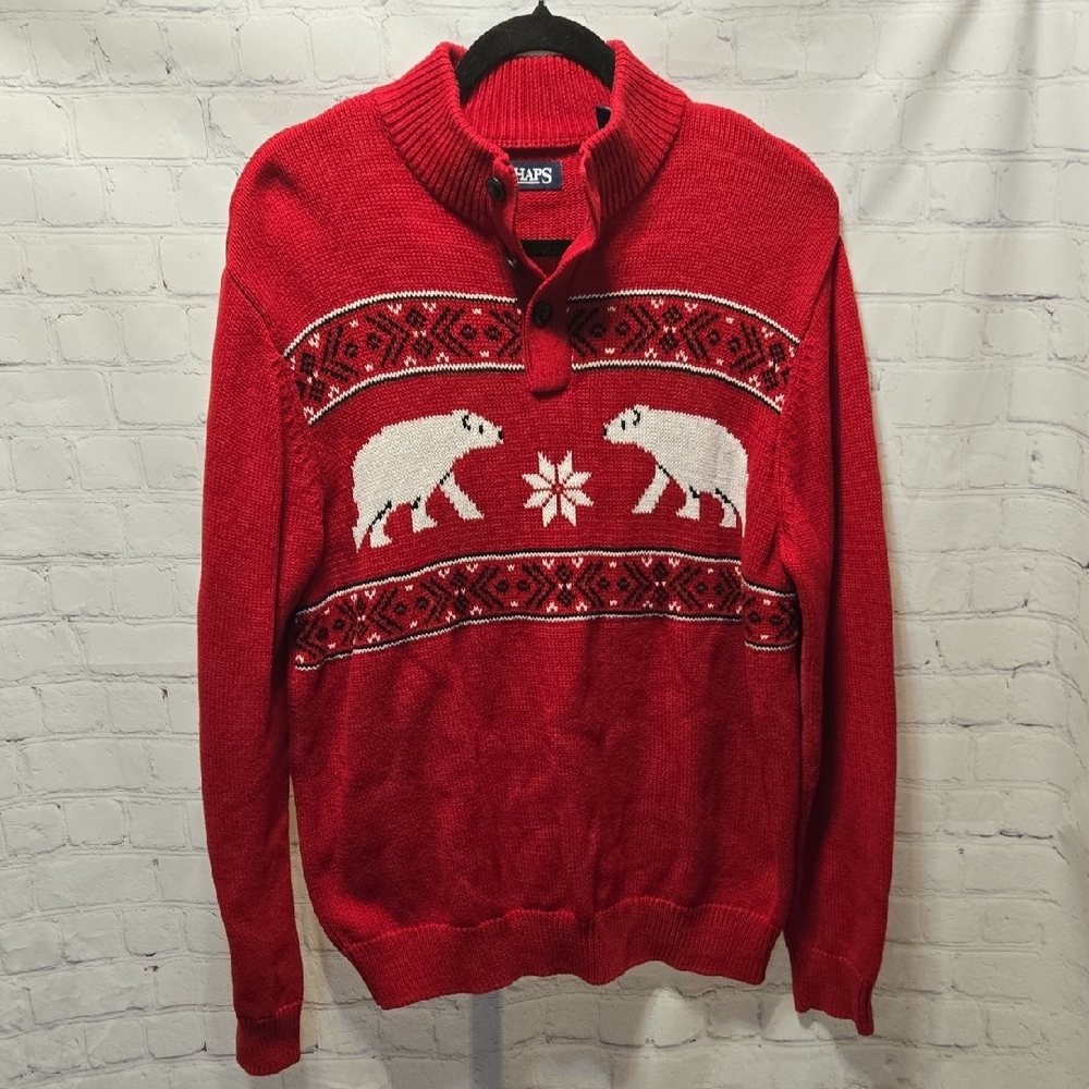 Men's Chaps Polar Bear Red Sweater